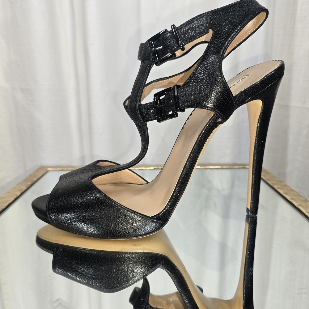 Emporio Armani Black Leather Strappy Heels - Picture 12 of 16